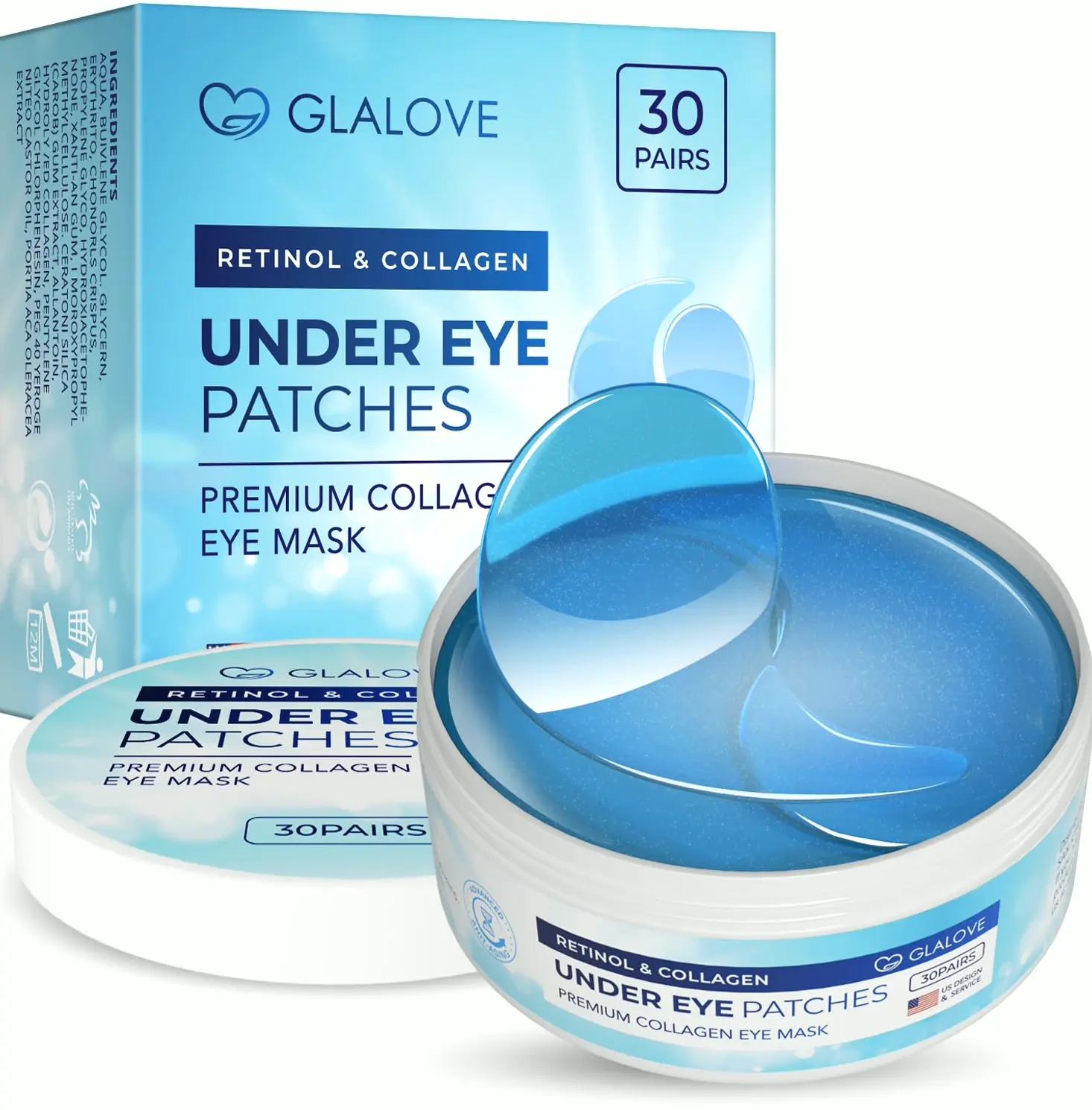 Eye Pads for Puffy Under-Eyes, 60 Pieces Collagen Pads Mask