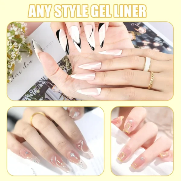 Nail Design Polish Set 10ml, Four Shades: Black, Light, Golden, Silver