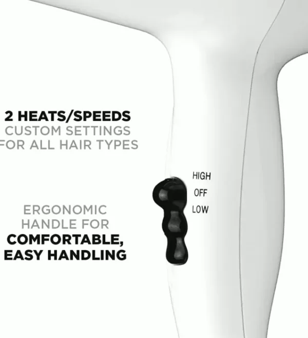 Conair Brand Hair Dryer, 1875W Medium Hair Dryer, White Color