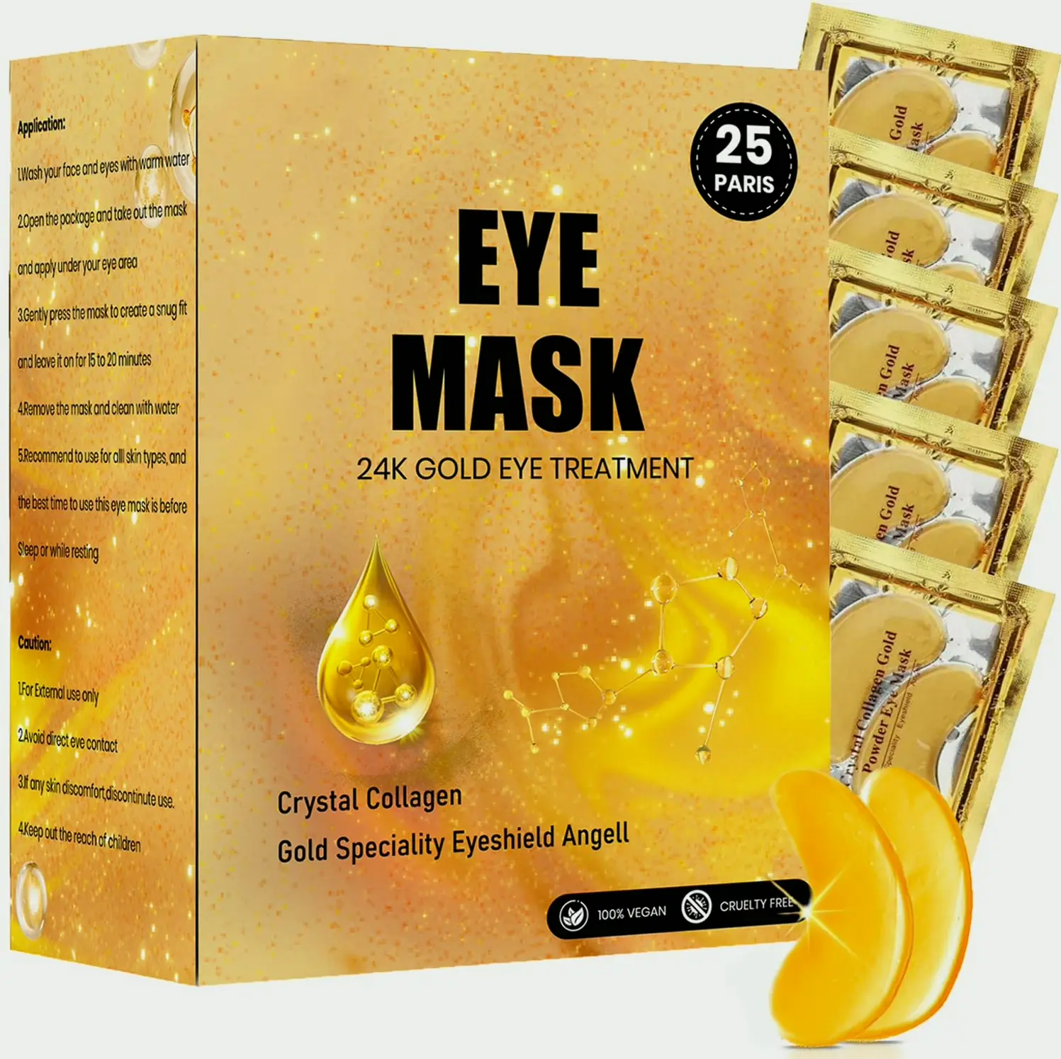 24K Eye Patch for Eye Bags & Puffiness, 25 Pairs