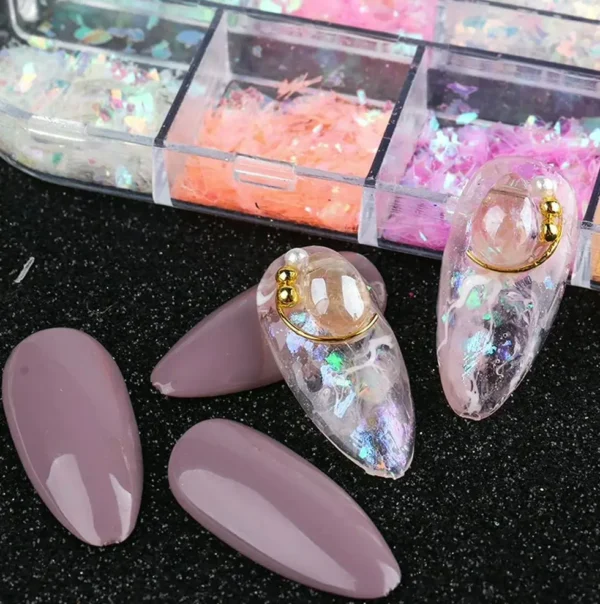 12-Color Mermaid Nail Glitter