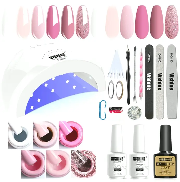Gel Starter Kit with 48W UV Light Lamp and 6 Colors
