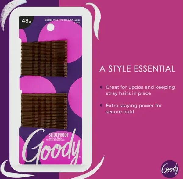Goody's Slideproof Brunette Bobby Pins - 48 Count