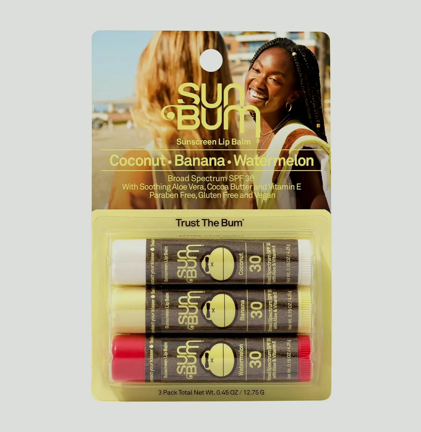 Beach Bum SPF 30 Lip Balm - Vegan, Cruelty-Free  Set of 3