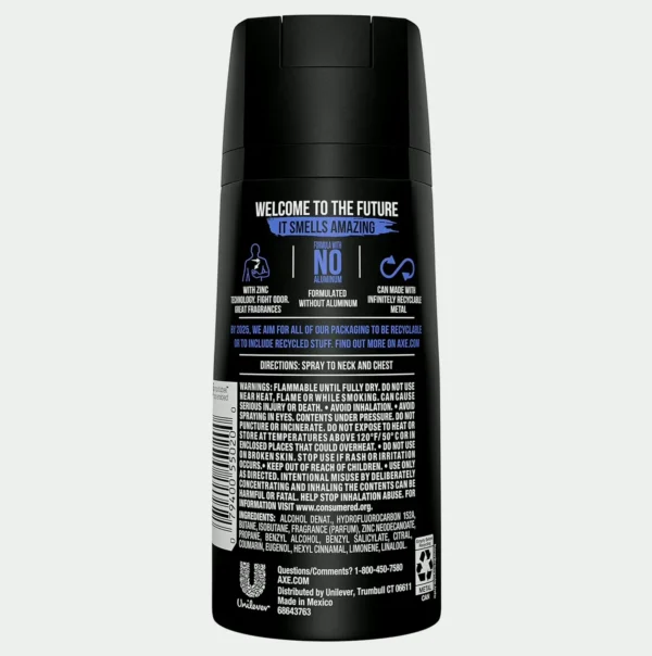 Axe Deodorant Mist for Smell Control, Mint 4 Oz (Set of 4)
