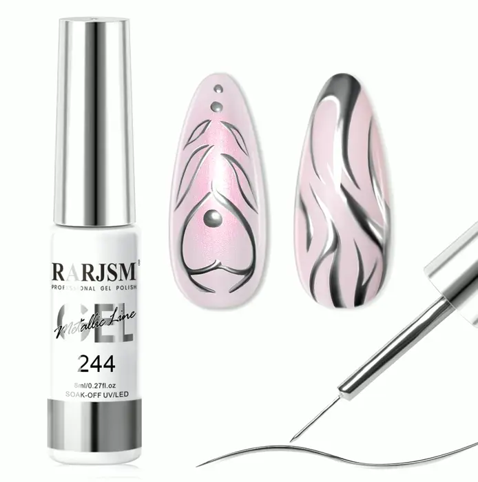 Chrome Silver Gel Nail Polish, 3D Effect, 8ml