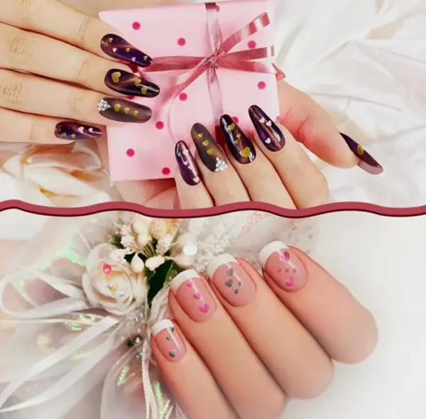 16 Pages Love Nail Art Decals, 8 Color Glitter