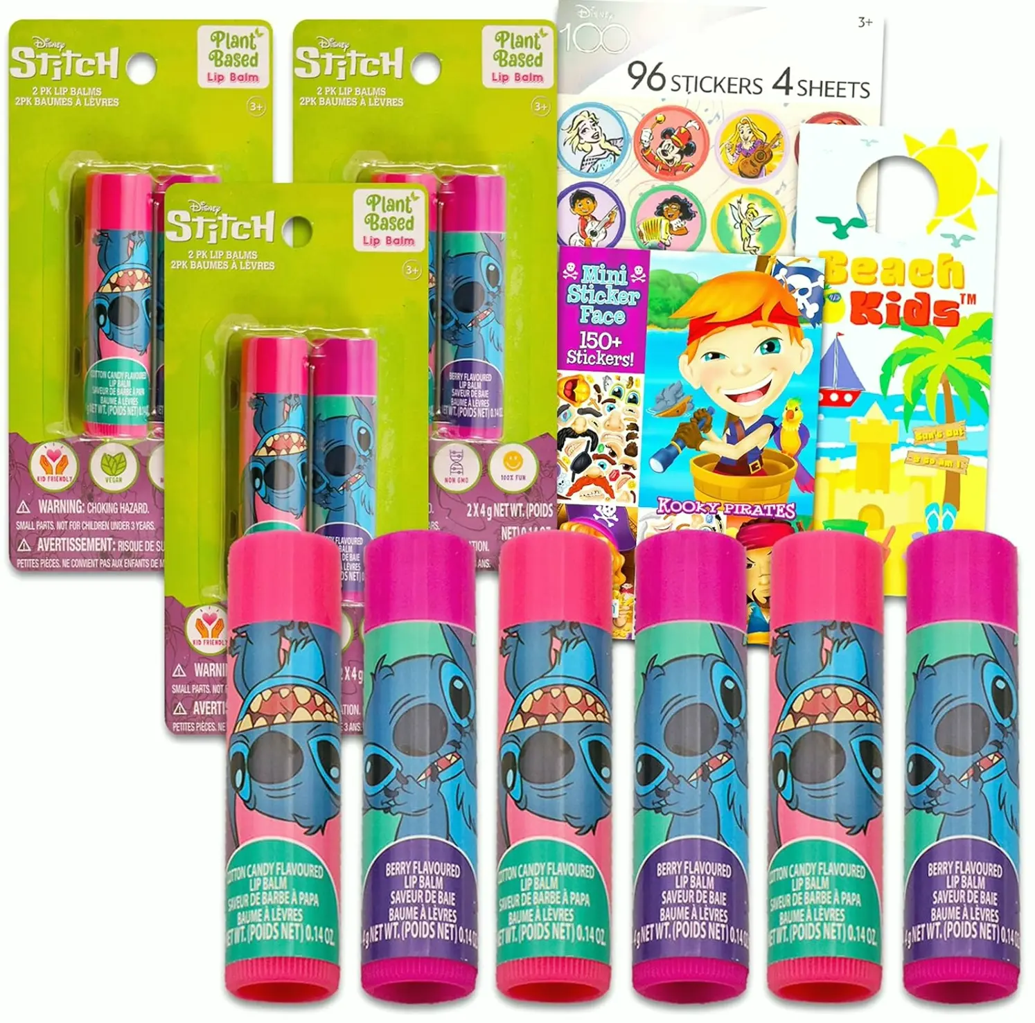 Disney Chapstick Bundle for Children – 6pc Assorted Lipbalm + Stickers
