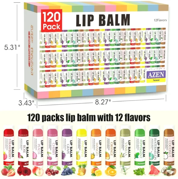 AZEN 120 Pack Lip Moisturizer, Natural Lip Treatment