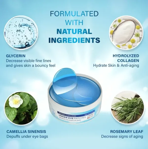 Eye Pads for Puffy Under-Eyes, 60 Pieces Collagen Pads Mask