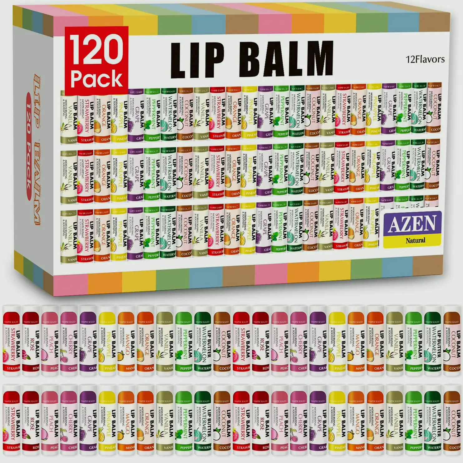 AZEN 120 Pack Lip Moisturizer, Natural Lip Treatment