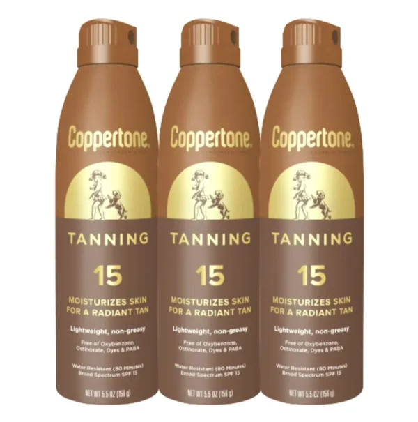 Sunshine Tanning SPF Spray, Water Resistant, 5.5 Oz, 3-Pack