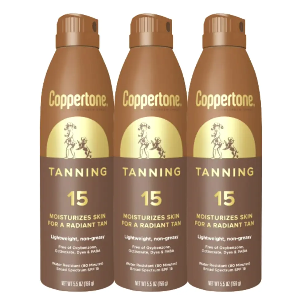 Sunshine Tanning SPF Spray, Water Resistant, 5.5 Oz, 3-Pack