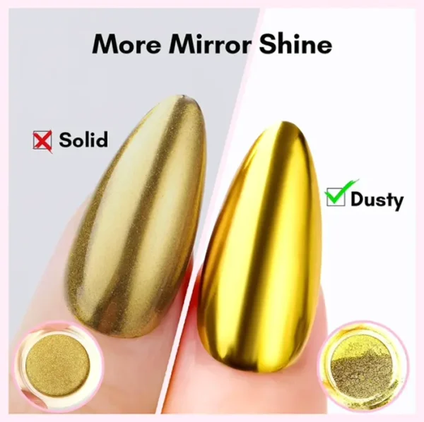 Makartt Chrome Nail Powder Set - Ten Colors, Metallic Effect