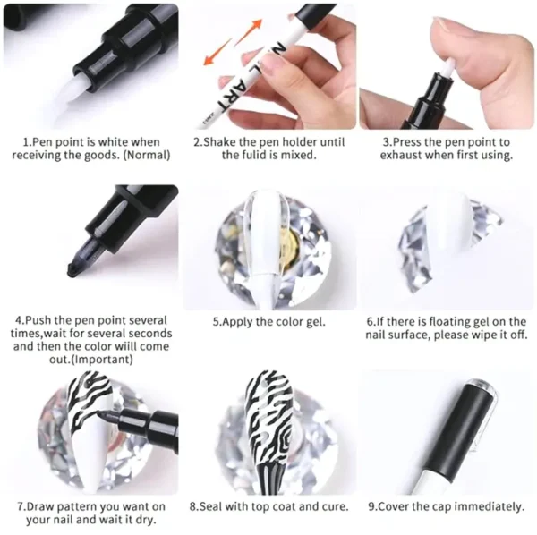 Single 3D Nail Marker, Sixteen Shades, Fast Drying