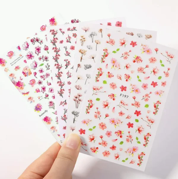Floral Manicure Art Decals Three-Dimensional 8 Sheets