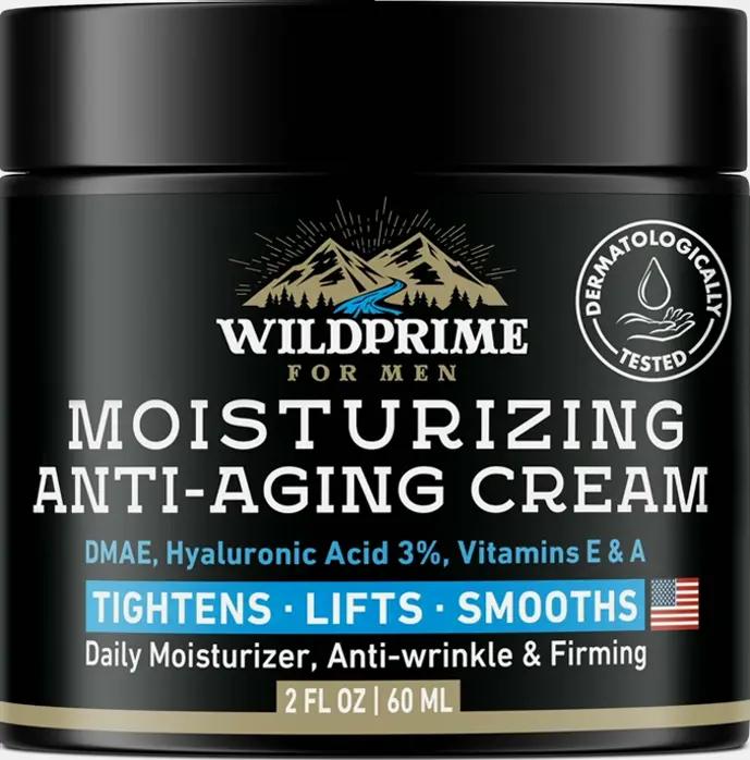Male's Facial Moisturizer Cream - Anti-Aging - Hyaluronic Acid, Vit A & E - 2 oz