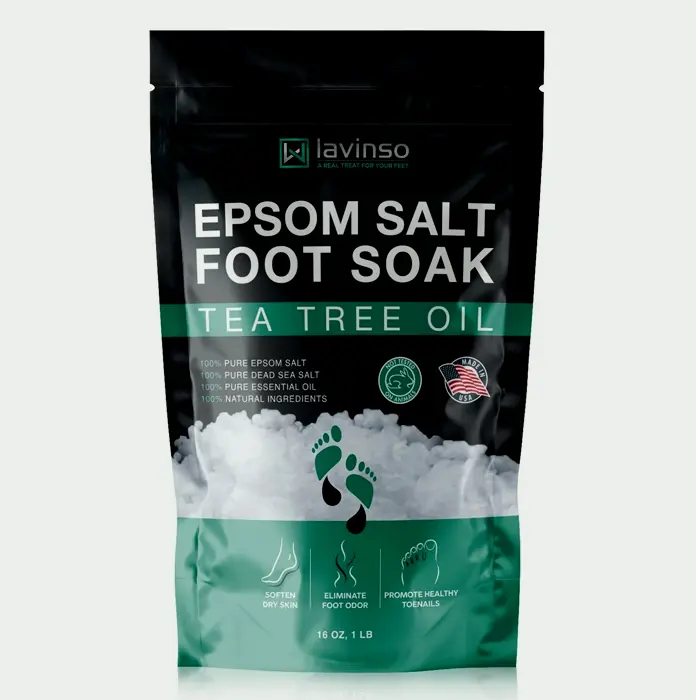 Tea Tree Oil Bath with Magnesium Crystals - Toenail Care, Athletes Foot, Deodorizing - 1 LB