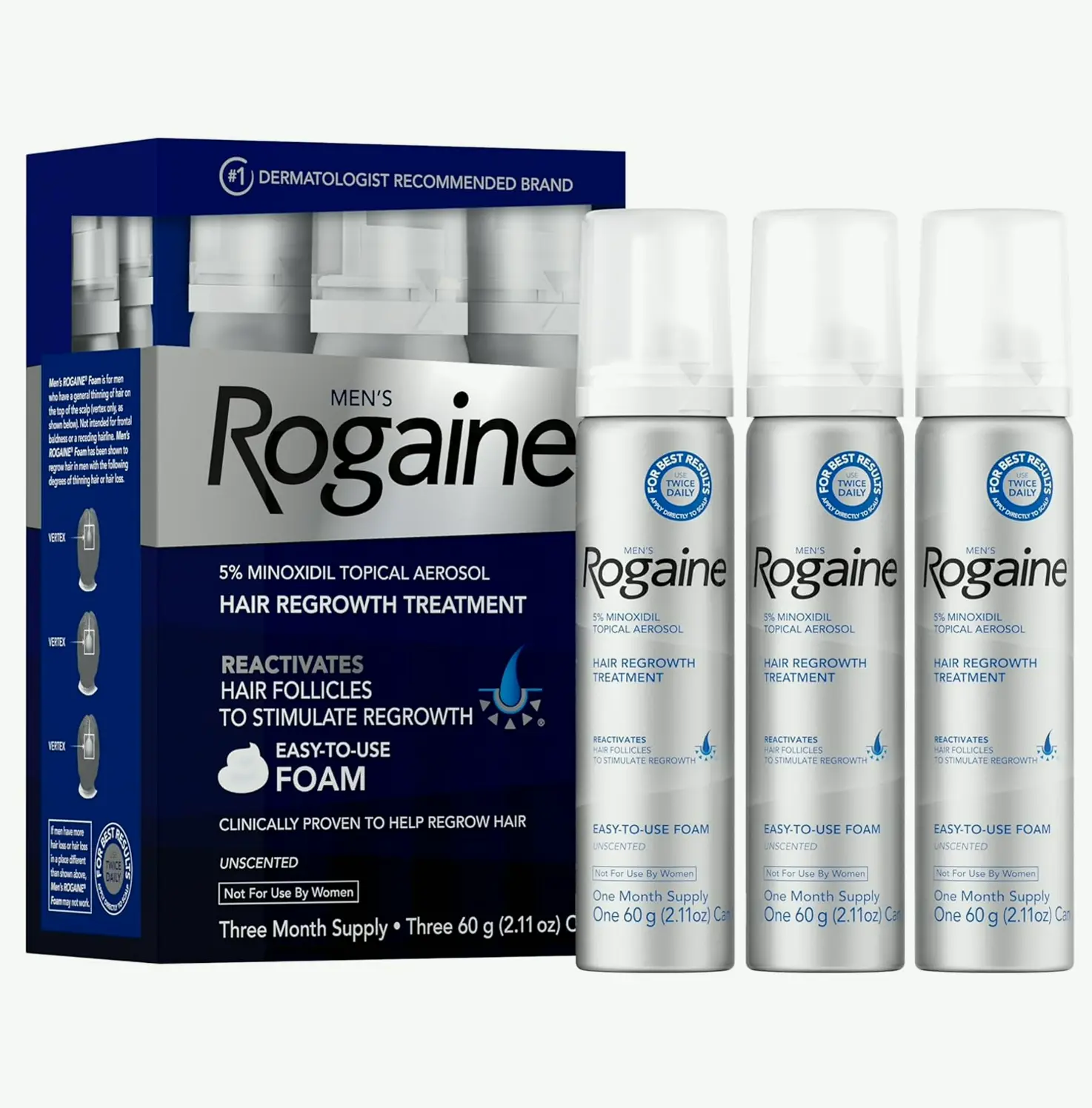 Men's Rogaine Five Percent Hair Regrowth Treatment, 3 Month Supply