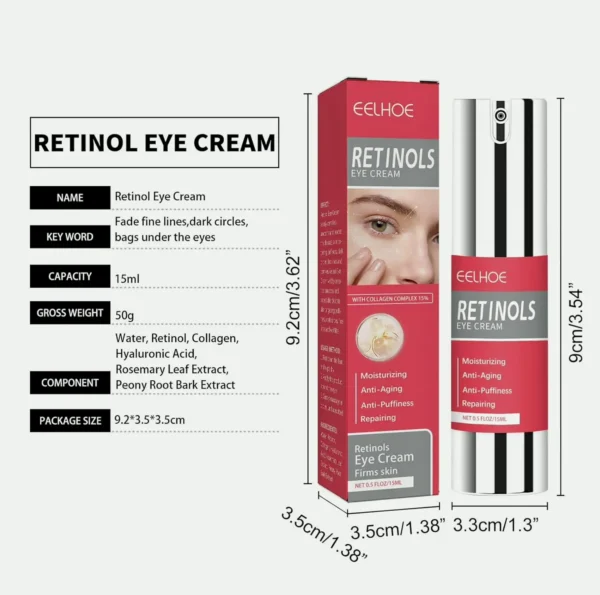 Retinol Eye Cream with Hyaluronic H2O & Collagen - Anti-Aging Solution for Fine Lines, Hydration