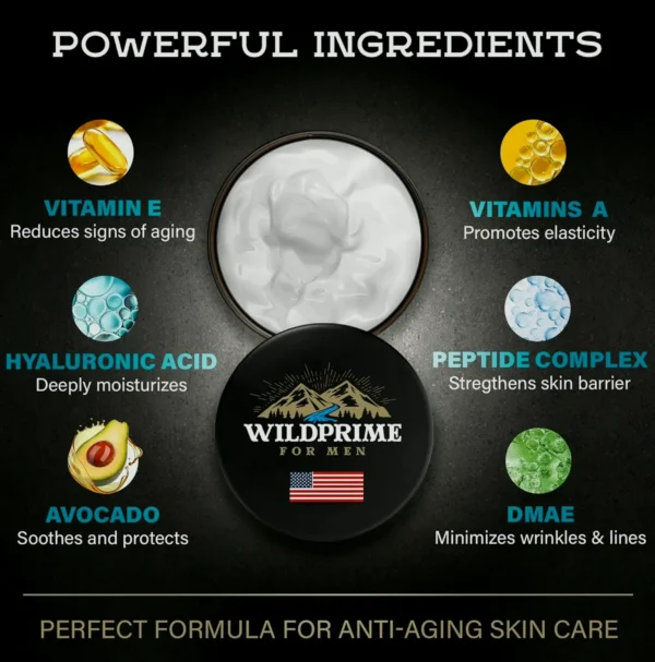 Male's Facial Moisturizer Cream - Anti-Aging - Hyaluronic Acid, Vit A & E - 2 oz