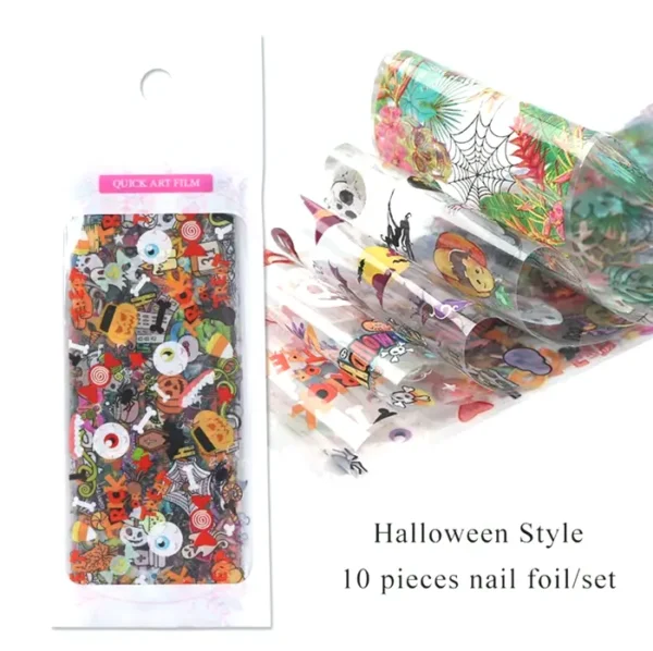 Halloween Manicure Foil Decals Pack - Skull Motifs