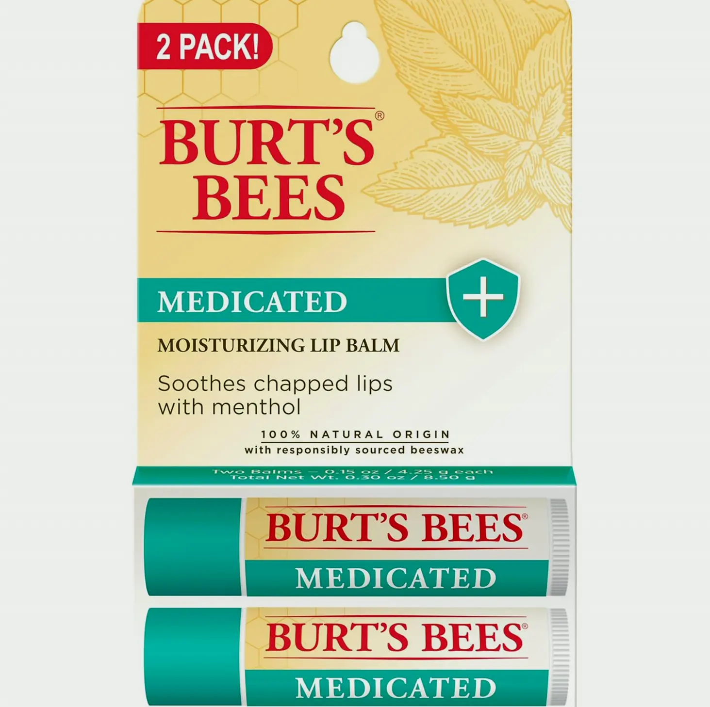 Medicated Lip Care featuring Eucalyptus and Mentholation, Two Tubes, 0.15 oz