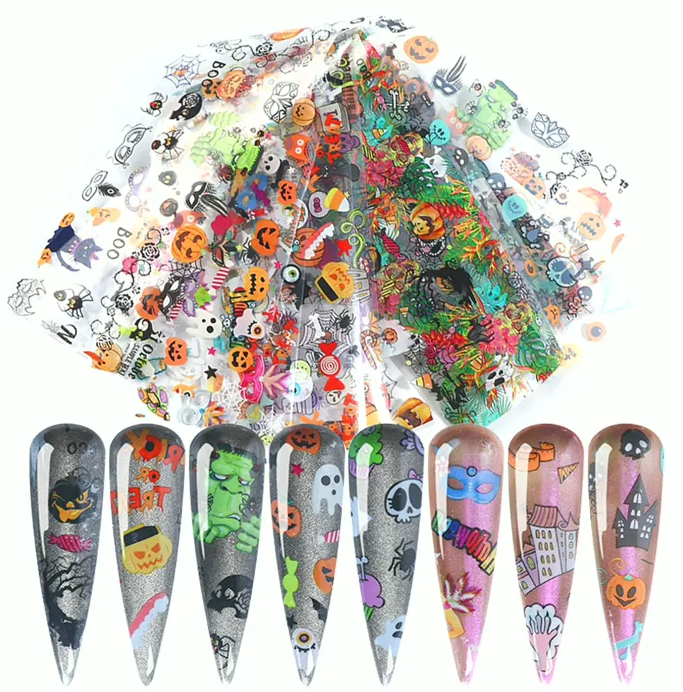 Halloween Manicure Foil Decals Pack - Skull Motifs