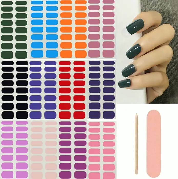 192 Pieces Thin Color Nail Wraps for Women