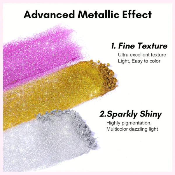 Makartt Chrome Nail Powder Set - Ten Colors, Metallic Effect