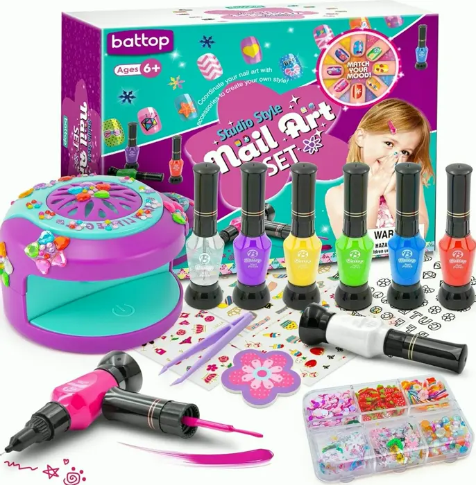 Kids Nail Set with Blower & 3D Accessories