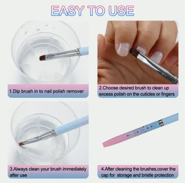 Manicure Art Detailing Brushes, Pair of Different Tip Brushes